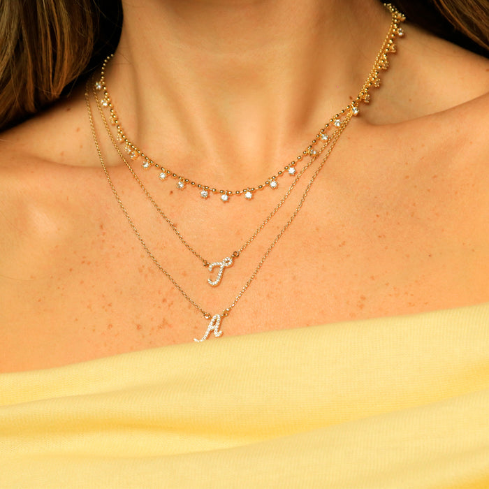 Colar com Letra Inicial Ana Zircônias Folheado a Ouro 18k
