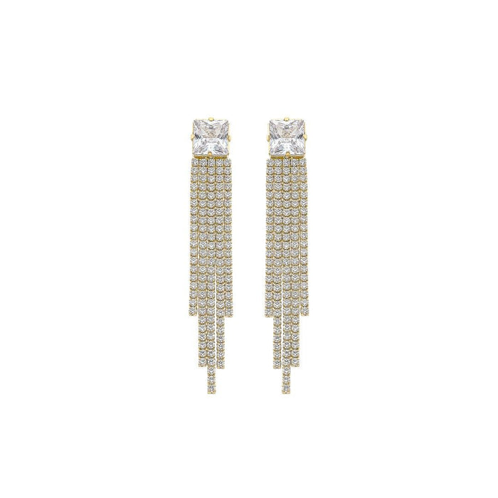 Brinco Franjas Antonella Zicônias Folheado a Ouro 18k