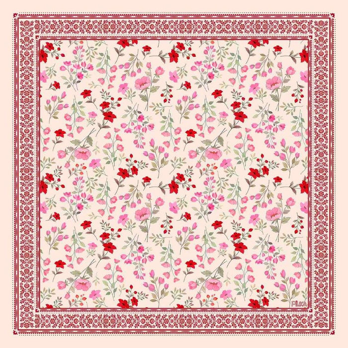 Lenço de Seda Charlotte Floral Nude