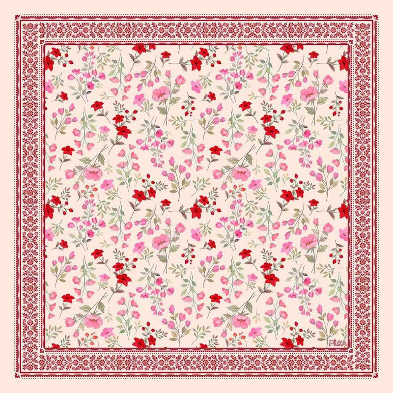 Lenço de Seda Charlotte Floral Nude