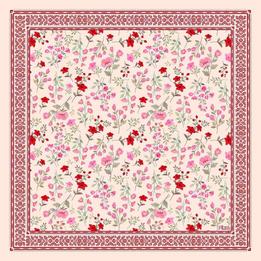 Lenço de Seda Charlotte Floral Nude