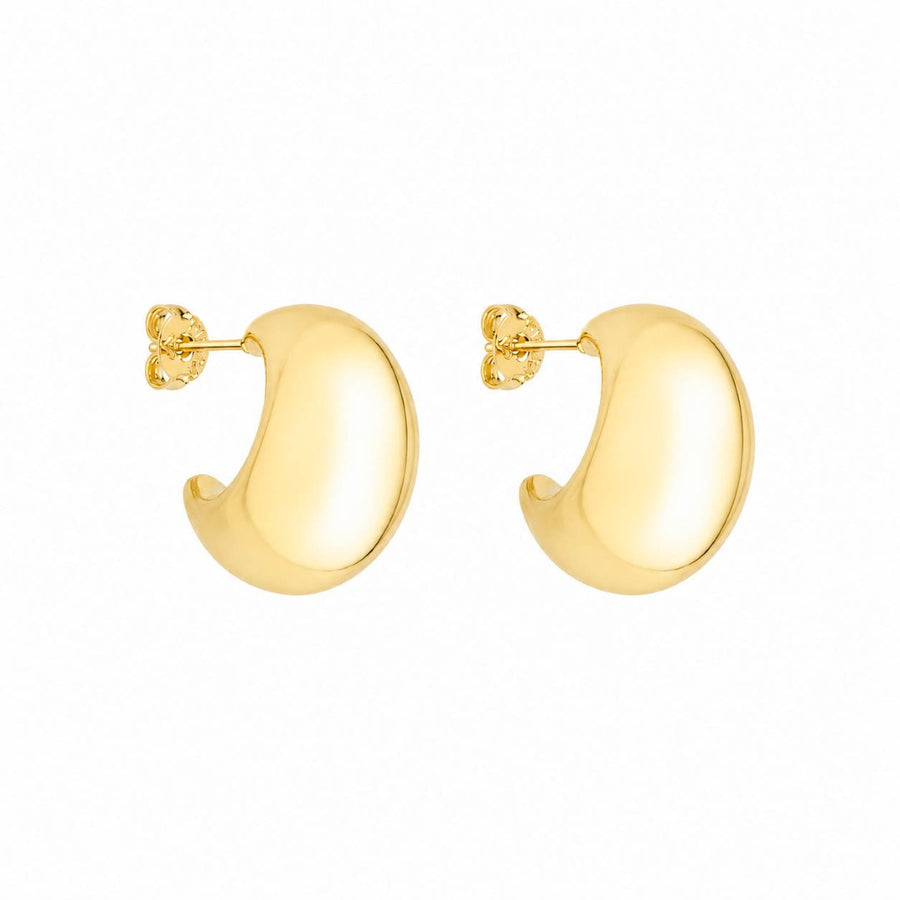 Brinco Meia Argola Jade Folheado a Ouro 18k