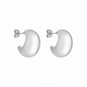 Brinco Meia Argola Jade em Ródio Branco
