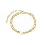 Pulseira Heve Pérola Duas Voltas Folheado a Ouro 18k