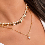 Choker Coração Erika Pérola Água Doce Folhedo a Ouro 18k