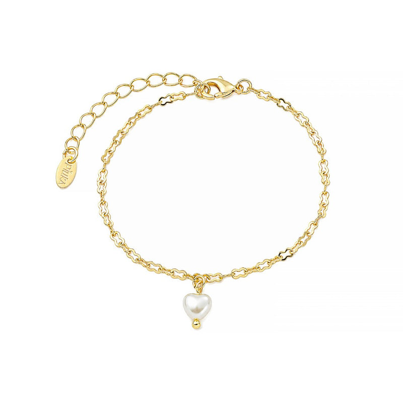 Pulseira de Coração Erika Pérola Água Doce Folheada a Ouro 18k
