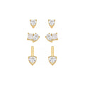 Trio de Brincos Ponto de Luz Ana Livia Folheado a Ouro 18k