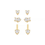 Trio de Brincos Ponto de Luz Ana Livia Folheado a Ouro 18k