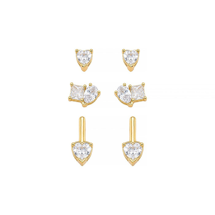 Trio de Brincos Ponto de Luz Ana Livia Folheado a Ouro 18k