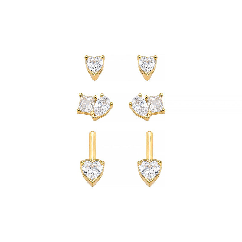 Trio de Brincos Ponto de Luz Ana Livia Folheado a Ouro 18k