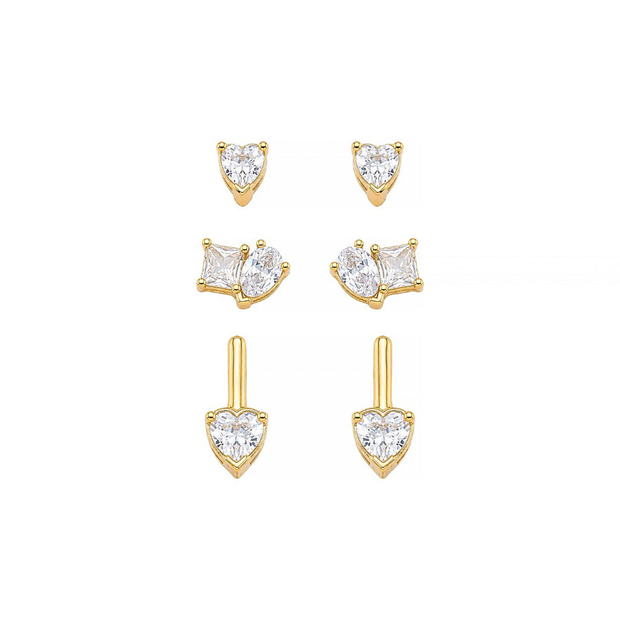 Trio de Brincos Ponto de Luz Ana Livia Folheado a Ouro 18k