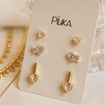 Trio de Brincos Ponto de Luz Ana Livia Folheado a Ouro 18k