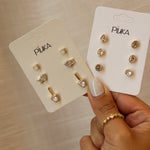 Trio de Brincos Ponto de Luz Ana Livia Folheado a Ouro 18k