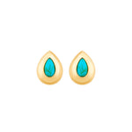 Brinco Gota Stefani Turquesa Folheado a Ouro 18k