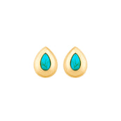 Brinco Gota Stefani Turquesa Folheado a Ouro 18k