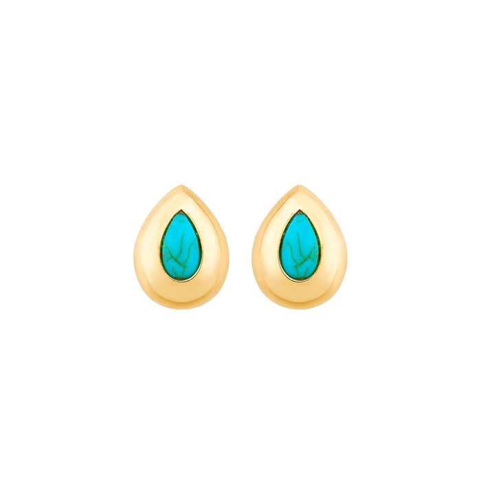Brinco Gota Stefani Turquesa Folheado a Ouro 18k