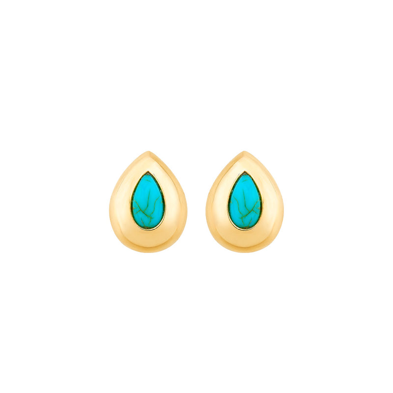 Brinco Gota Stefani Turquesa Folheado a Ouro 18k