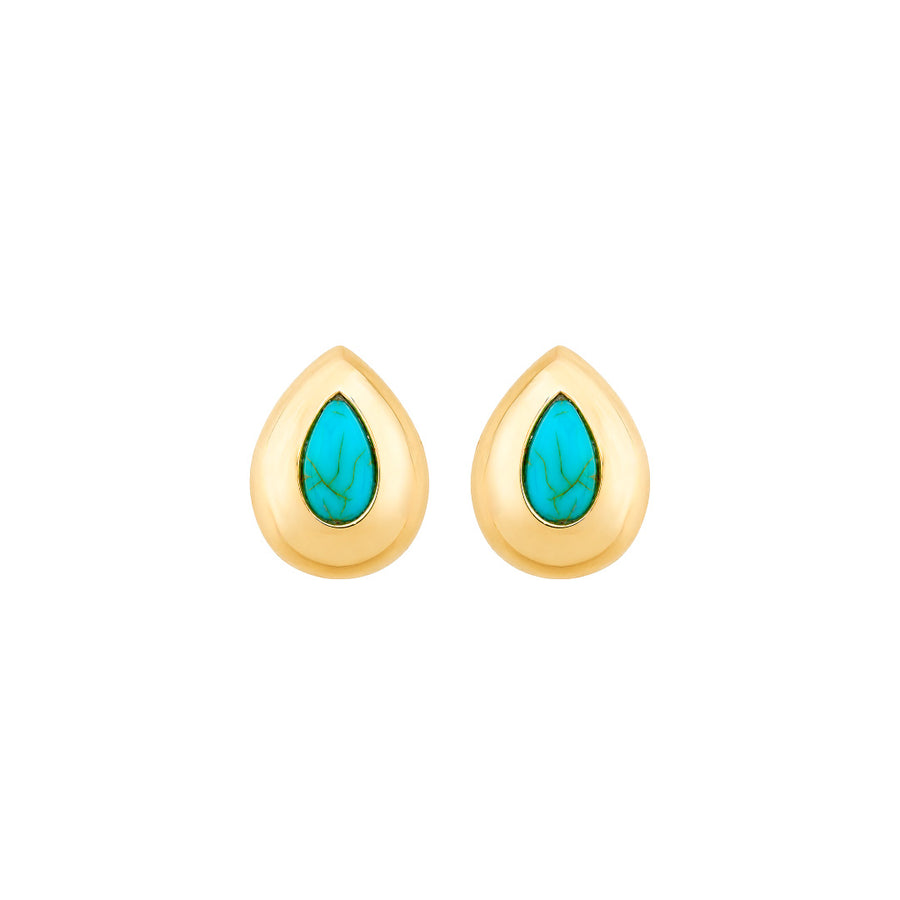 Brinco Gota Stefani Turquesa Folheado a Ouro 18k