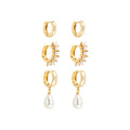Trio de Argolinhas Amber Peróla Folheado a Ouro 18k