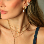 Trio de Argolinhas Amber Peróla Folheado a Ouro 18k