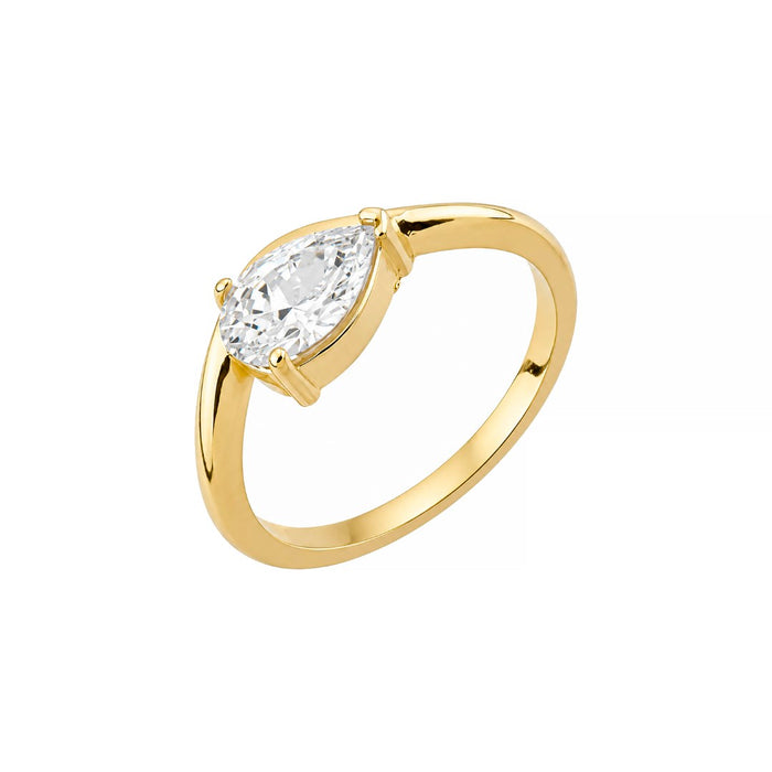 Anel Zoe Gota Zircônia Folheado a Ouro 18k