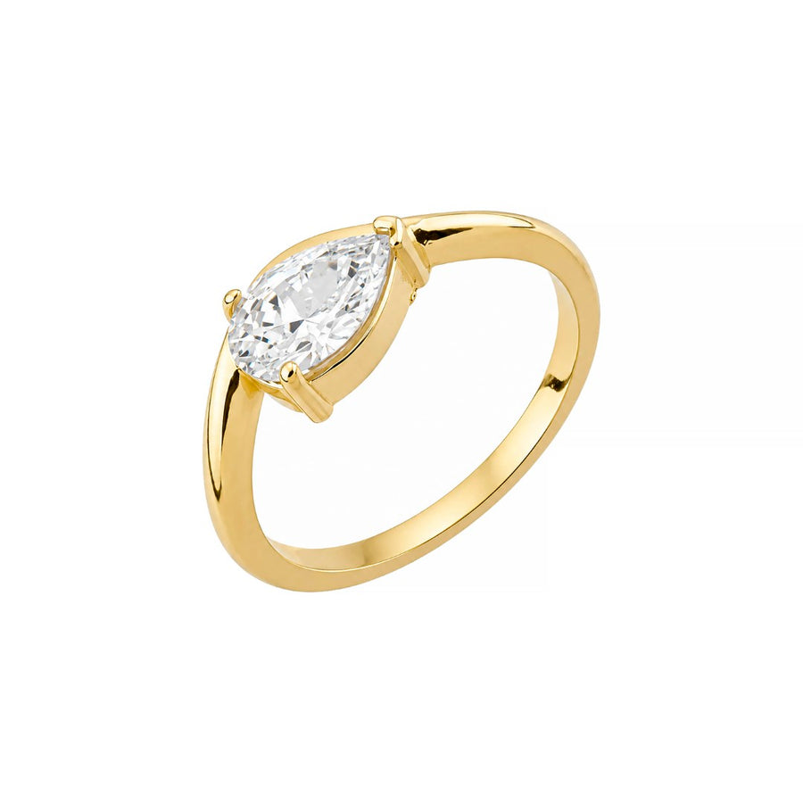 Anel Zoe Gota Zircônia Folheado a Ouro 18k