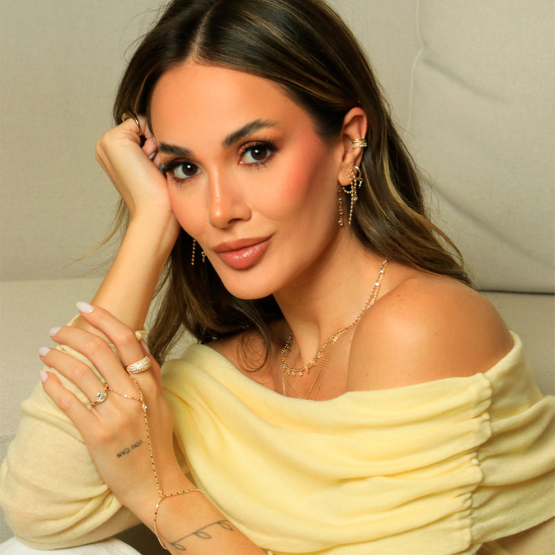 Anel Zoe Gota Zircônia Folheado a Ouro 18k