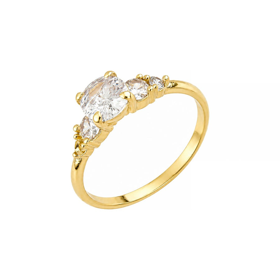 Anel Solitário Helo Zircônias Folheado a Ouro 18k