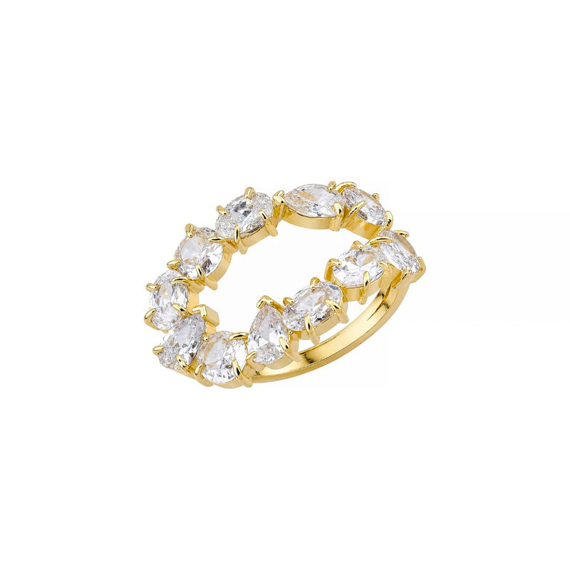 Anel Elara Zircônias Folheado a Ouro 18k