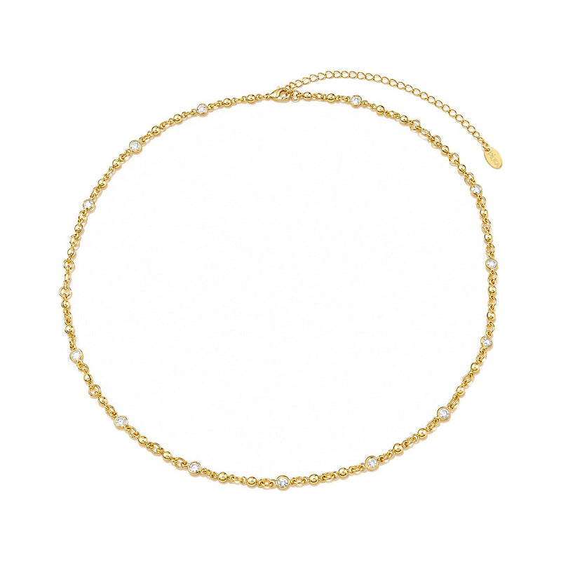 Colar Beatrice Bolinhas e Zircônias Folheado a Ouro 18k