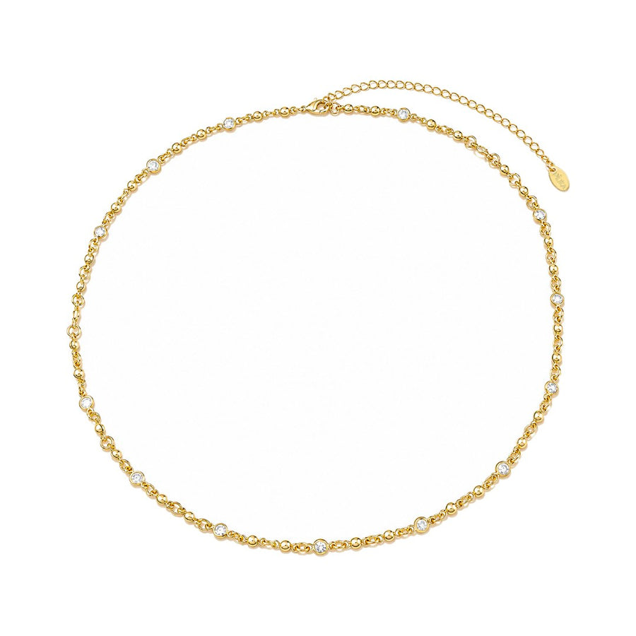 Colar Beatrice Bolinhas e Zircônias Folheado a Ouro 18k