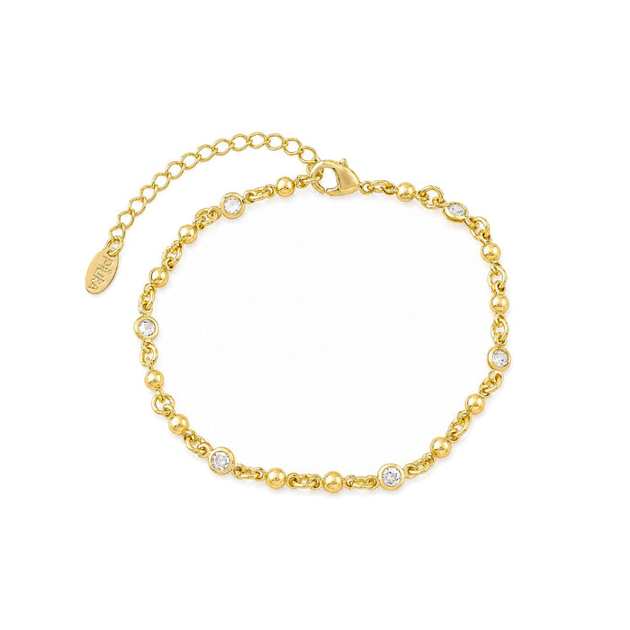 Pulseira Beatrice Bolinhas e Zircônias Folheado a Ouro 18k
