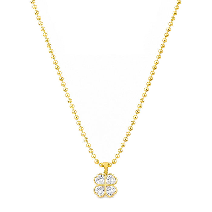 Colar Trevo Lucky Zircônias Folheado a Ouro 18k