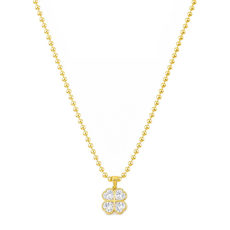 Colar Trevo Lucky Zircônias Folheado a Ouro 18k