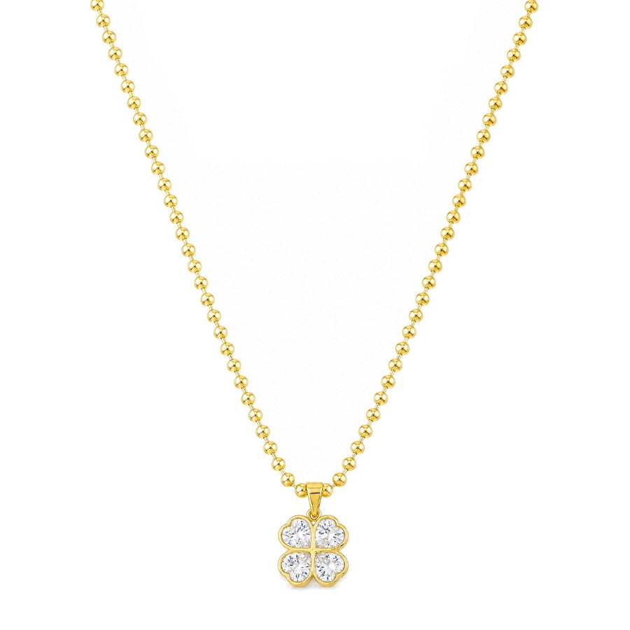 Colar Trevo Lucky Zircônias Folheado a Ouro 18k