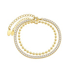 Pulseira Duas Voltas Vanessa Riviera e Bolinhas Folheado a Ouro 18k
