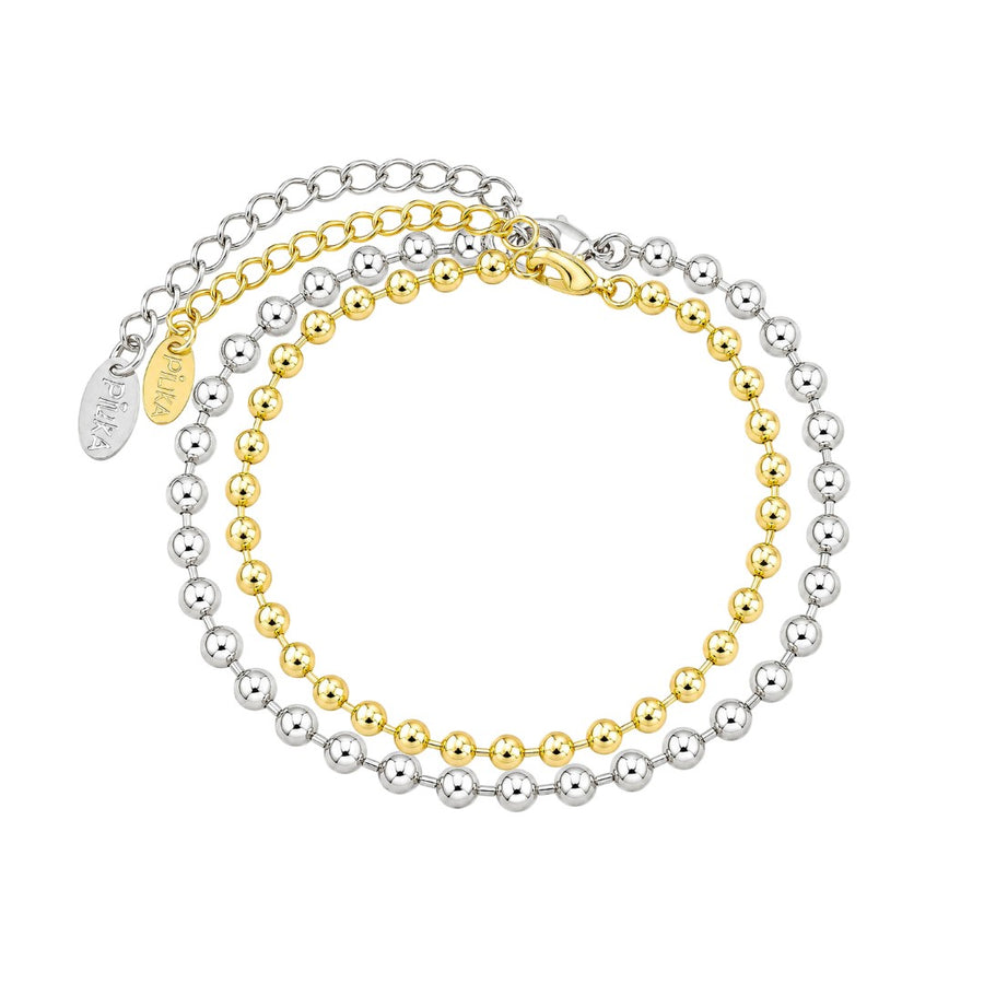 Pulseiras Duas Voltas Bolinhas Alicia Folheado a Ouro 18k e Folheado em Ródio Branco