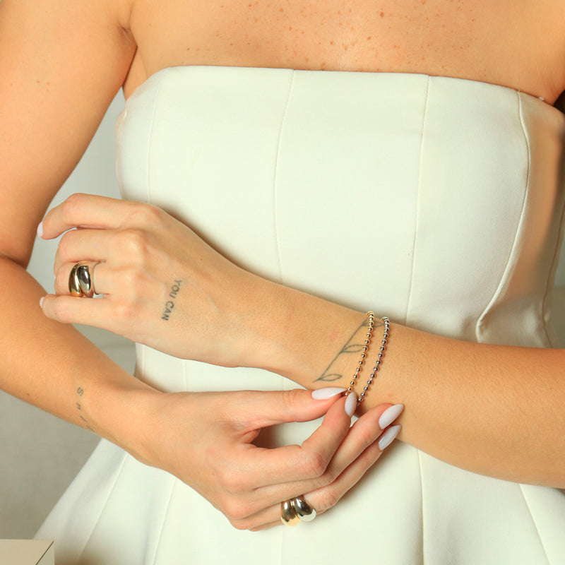 Pulseiras Duas Voltas Bolinhas Alicia Folheado a Ouro 18k e Folheado em Ródio Branco