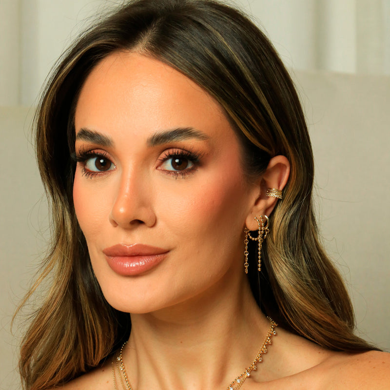 Trio de Brincos Celina Zircônia Folheado a Ouro 18k