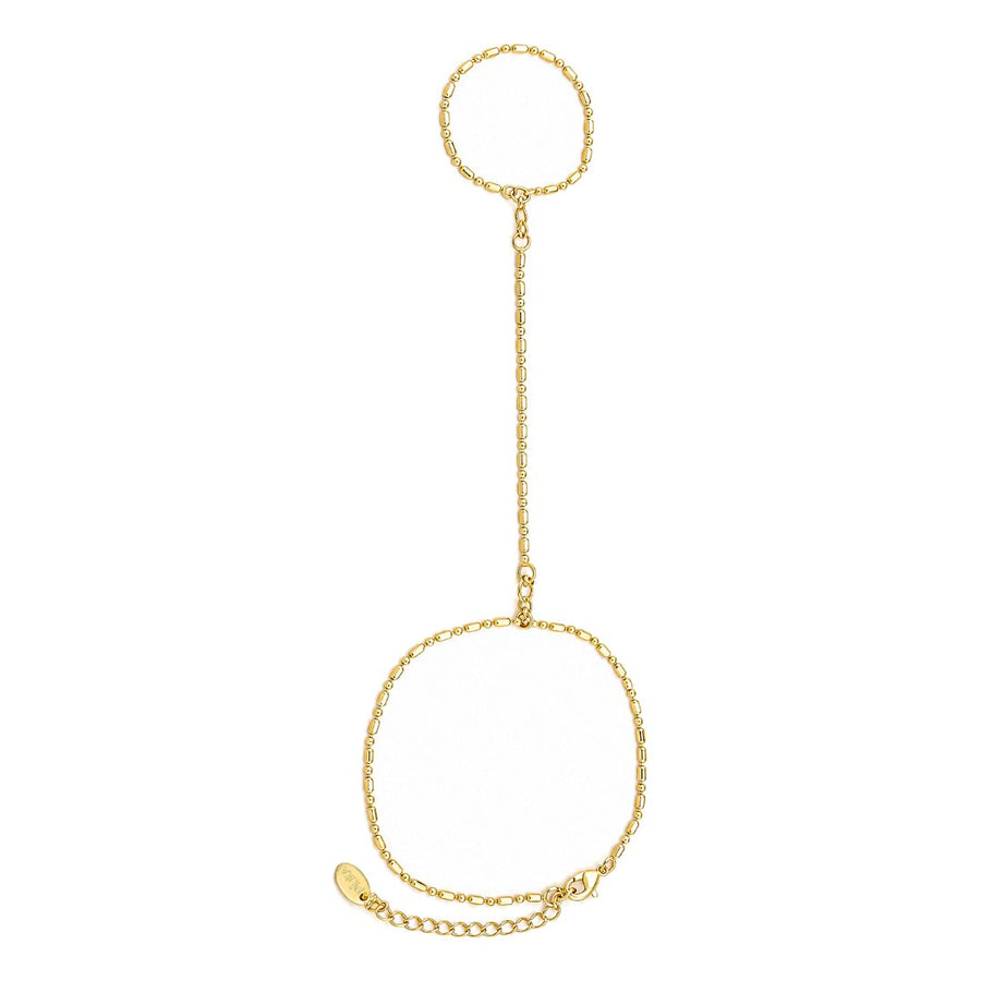 Pulseira de Mão Lena Piuka Bolinha e Palito Folheado a Ouro 18k