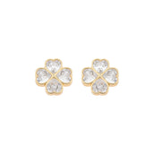 Brinco Trevo Lucky Zircônias Folheado a Ouro 18k