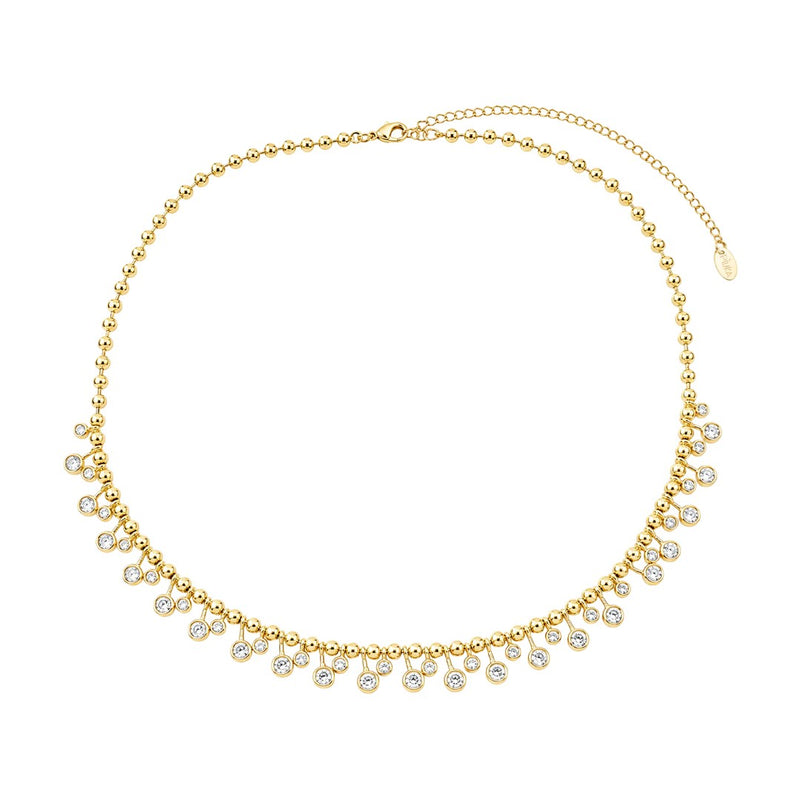Colar Cristina Esferas Zircônias Folheado a Ouro 18k
