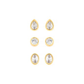 Trio de Brincos Hailey Ponto de Luz Zircônia Folheado a Ouro 18k