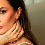 Trio de Brincos Hailey Ponto de Luz Zircônia Folheado a Ouro 18k