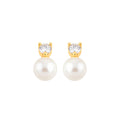 Brinco de Pérola Lina Zircônia Folheado a Ouro 18k