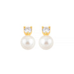 Brinco de Pérola Lina Zircônia Folheado a Ouro 18k