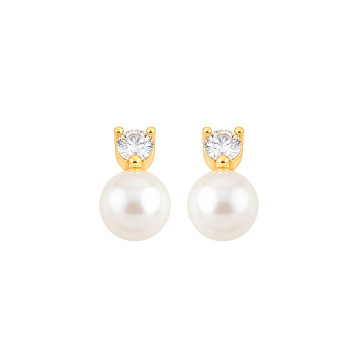 Brinco de Pérola Lina Zircônia Folheado a Ouro 18k