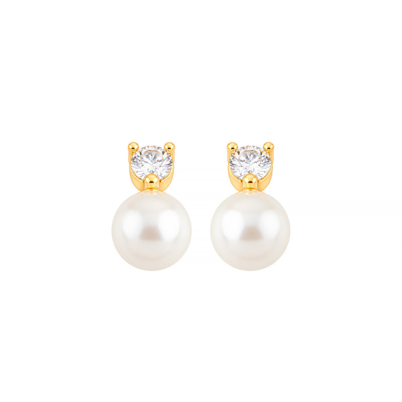 Brinco de Pérola Lina Zircônia Folheado a Ouro 18k