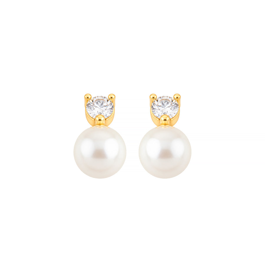 Brinco de Pérola Lina Zircônia Folheado a Ouro 18k