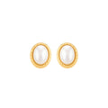 Brinco de Pérola Shell Dora Oval Folheado a Ouro 18k